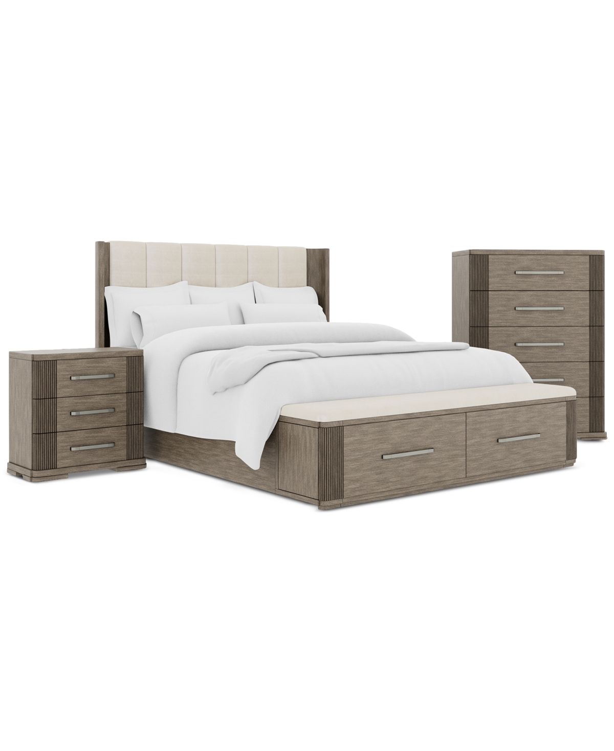 Macy's Frandlyn 3pc Bedroom Set (queen Storage Bed + Chest + Nightstand) In Brown