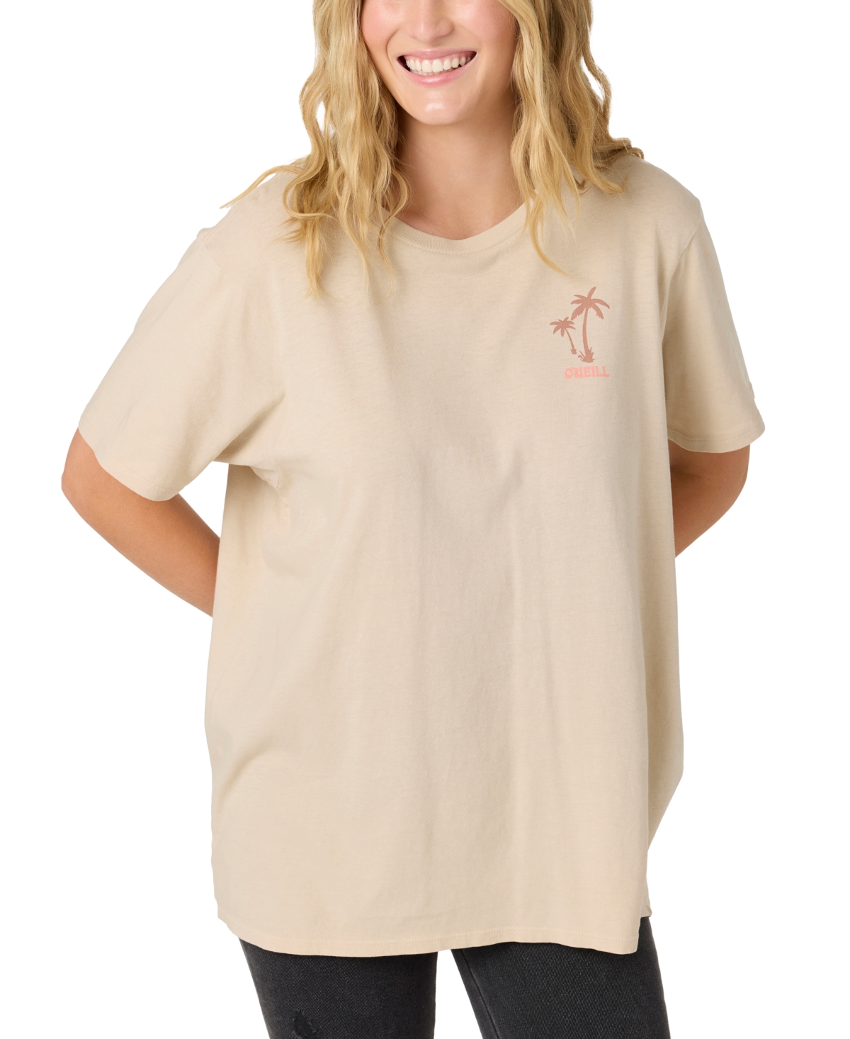 Juniors' Oversized Beachside Bliss T-Shirt - Cement