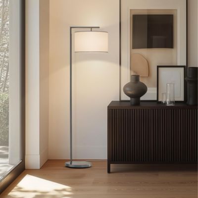 Montage Modern 60" LED Arc Floor Lamp with Fabric Drum Shade