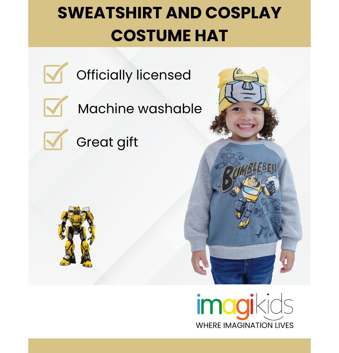 Толстовки Transformers Toddler Boys Toodler 2T-5T Fleece Sweatshirt and Cosplay Costume Hat, цвет: Синий серый — фото 3