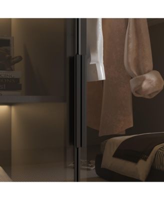 Glass Doors Wardrobe Armoires Aluminum Frame with LED Lights