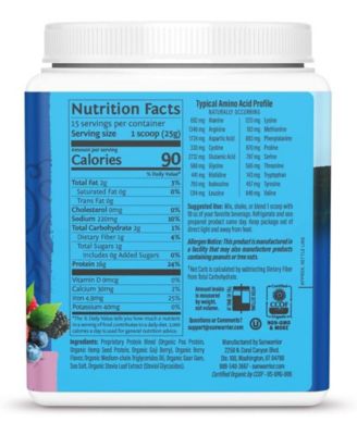 Warrior Blend Protein, Plant-Based Organic Protein Powder, Berry, 375gm
