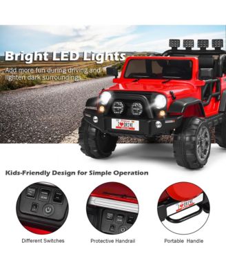 12V Kids Ride On Car 2 Seater Truck RC Electric Vehicles w/ Storage Room