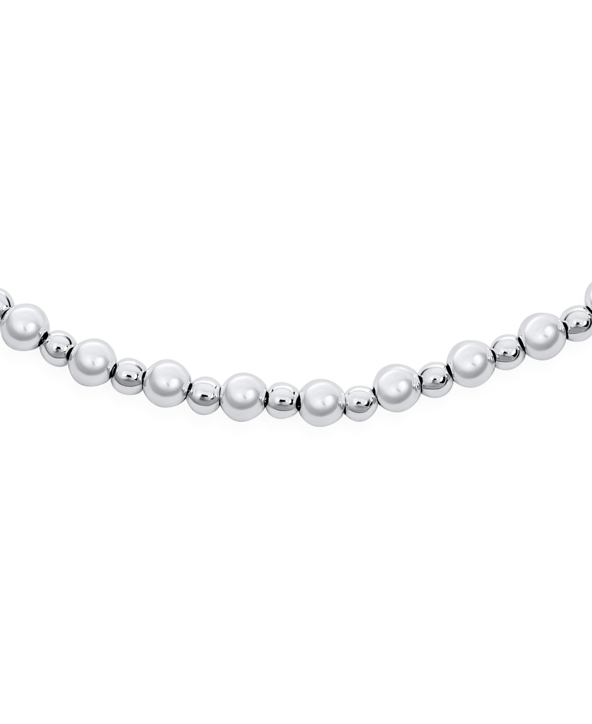 Bling Jewelry Simple Alternating Polished .925 SterlingSmall 3 & 2MM Ball Beads Anklet Strand Ankle Bracelet For Women 9-10 Inch Adjustable