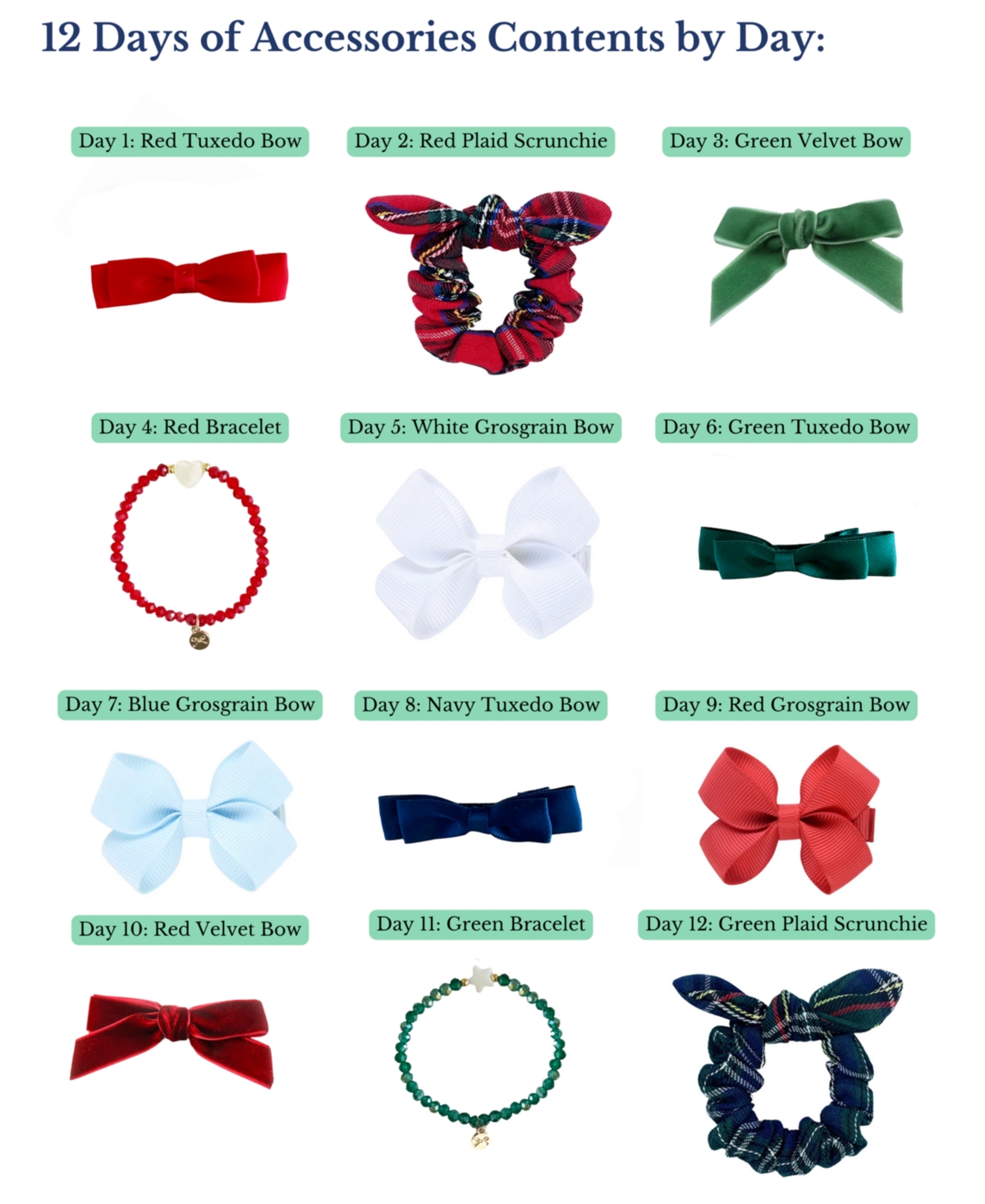 Bits & Bows Girls 12 Days of Accessories Set