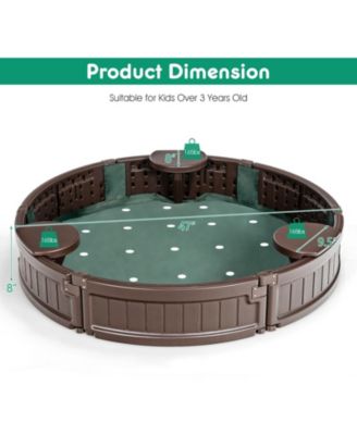 Sandbox with Built-in Corner Seat and Cover