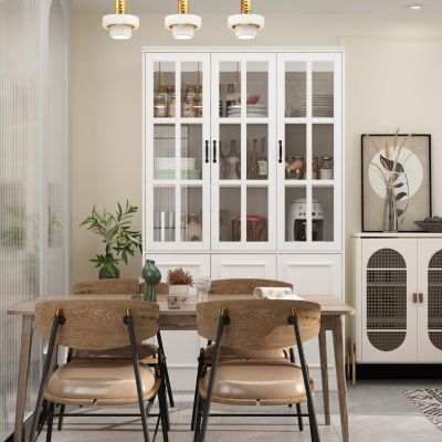 Bookcase Bookshelf with 10 Storage Shelves & 3 Glass Doors,Display Storage Cabinet