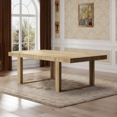Retangular Wood Grain Wooden Dining Table with Wooden Frame