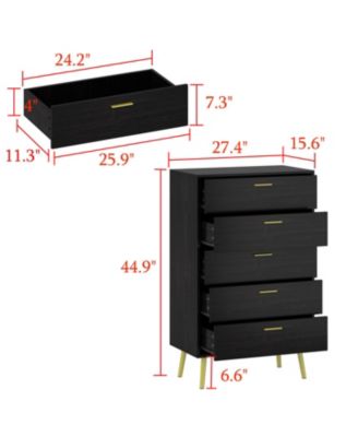 5-Drawer White Wood Chest of Drawer Accent Storage Cabinet Organizer