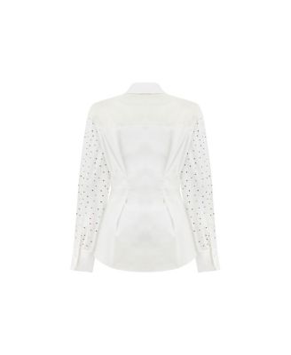 Women's Rhinestone Embroidered Button-Up Shirt