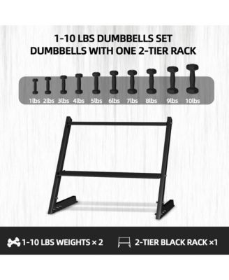 110 Pound Neoprene Coated Dumbbell Set with Stand, Black