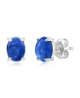 Sterling Silver Oval Stud Earrings (Available in Larimar, Lapis, Malachite, or Kyanite)