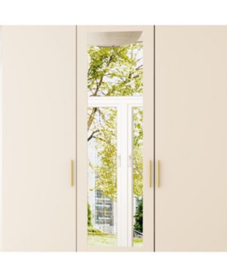 White 4-Door Armoires with Mirror, 2 Hanging Rods, 2-Drawers