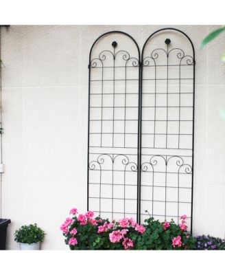 4-Pack Metal Garden Trellis for Climbing Plants – 86.7'' x 19.7'', Rustproof Black Plant Support, Rose Trellis Netting