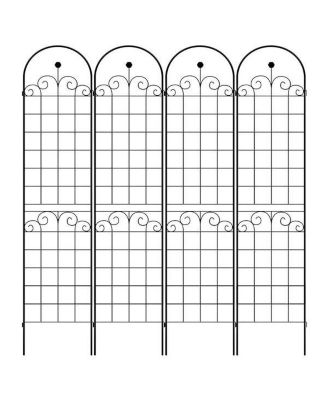 4-Pack Metal Garden Trellis for Climbing Plants – 86.7'' x 19.7'', Rustproof Black Plant Support, Rose Trellis Netting