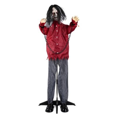 Animated Halloween Zombie Decoration 5.5Ft Life Size with Motion/Sound Activated Glowing Eyes 2025