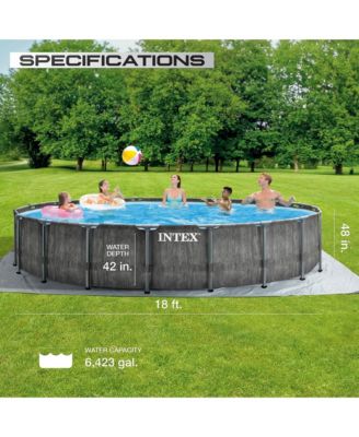 Greywood Prism Frame 18'x48" Round Above Ground Outdoor Swimming Pool Set