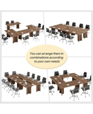 5.5FT Conference Table, 63-inch Rectangle Meeting Seminar Table, Large Wooden Business Tables for 4-6 People, Heavy Duty Pedestal