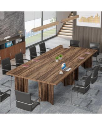 5.5FT Conference Table, 63-inch Rectangle Meeting Seminar Table, Large Wooden Business Tables for 4-6 People, Heavy Duty Pedestal