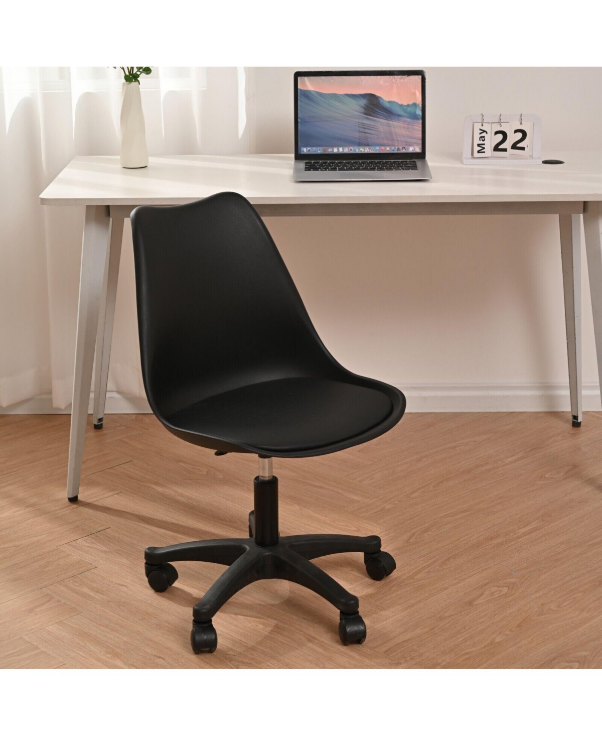 SlickbluePp Adjustable Height Office Chair with Wheels - Ergonomic Office Seating - Black