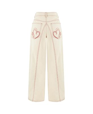Women's Jeans with Contrast Color Embroidery