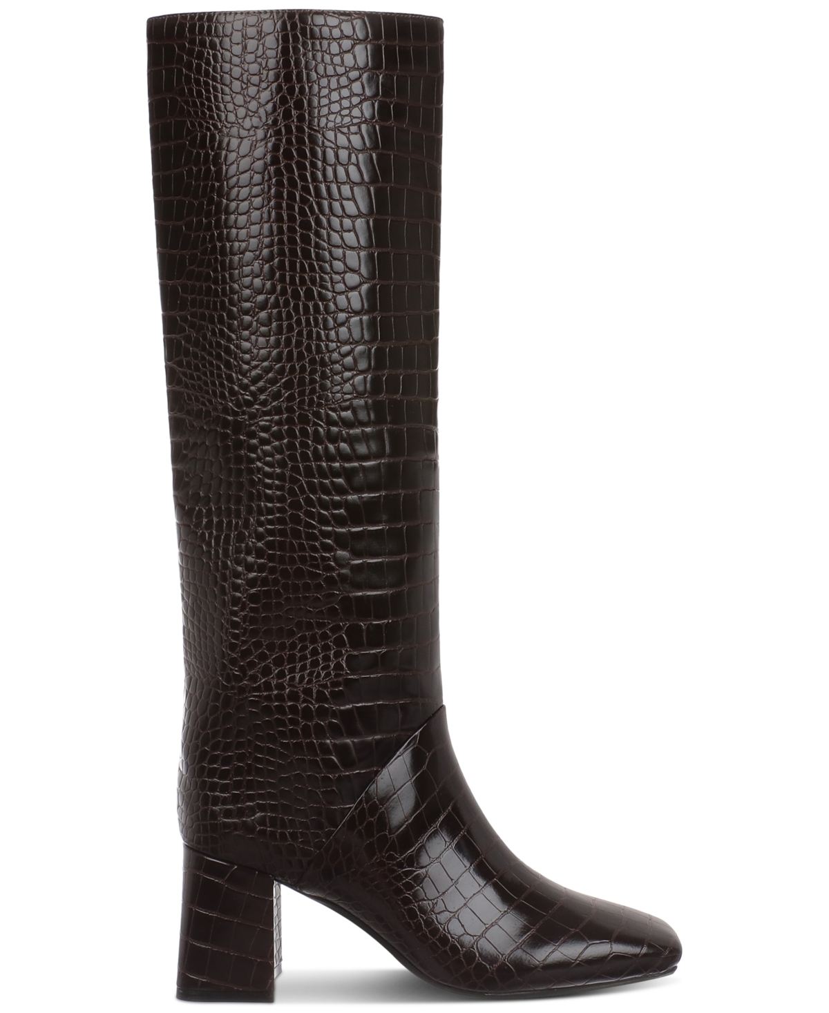 On 34th Women's Millerr Square-toe Knee High Boots, Created For Macy's In Mahogany Croc