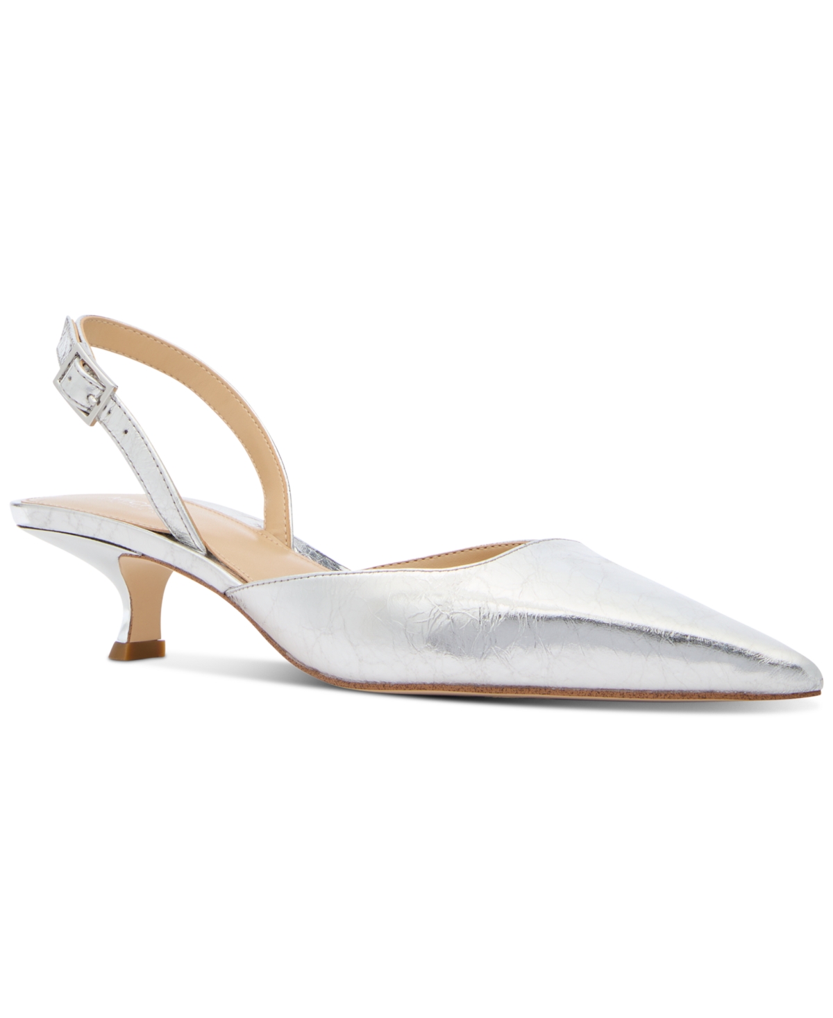 Michael Kors Women's Luna Slingback Kitten Heel Pumps In Silver