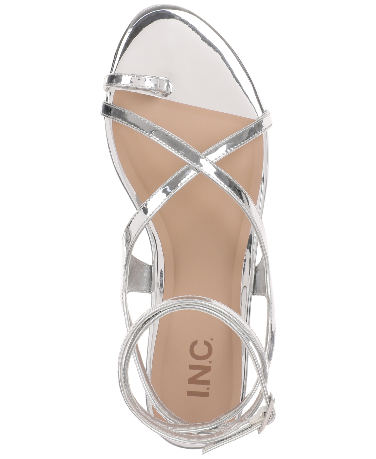 Inc International Concepts Women's Alexandree Strappy Flat Sandals, Created For Macy's In Silver Tpu