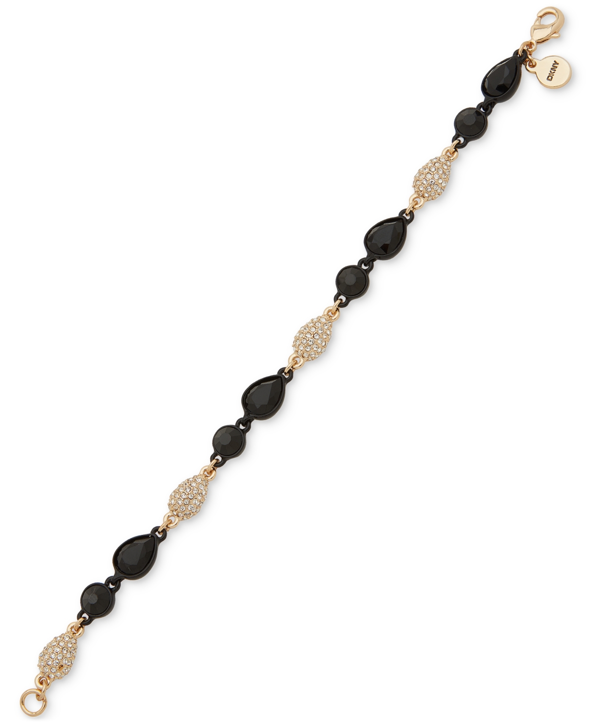 Dkny Two-tone Pave & Stone Tear-shape Flex Bracelet In Jet