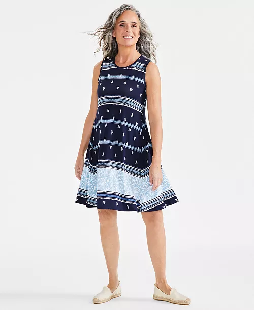 petite printed sleeveless flip flop dress, created for macy’'