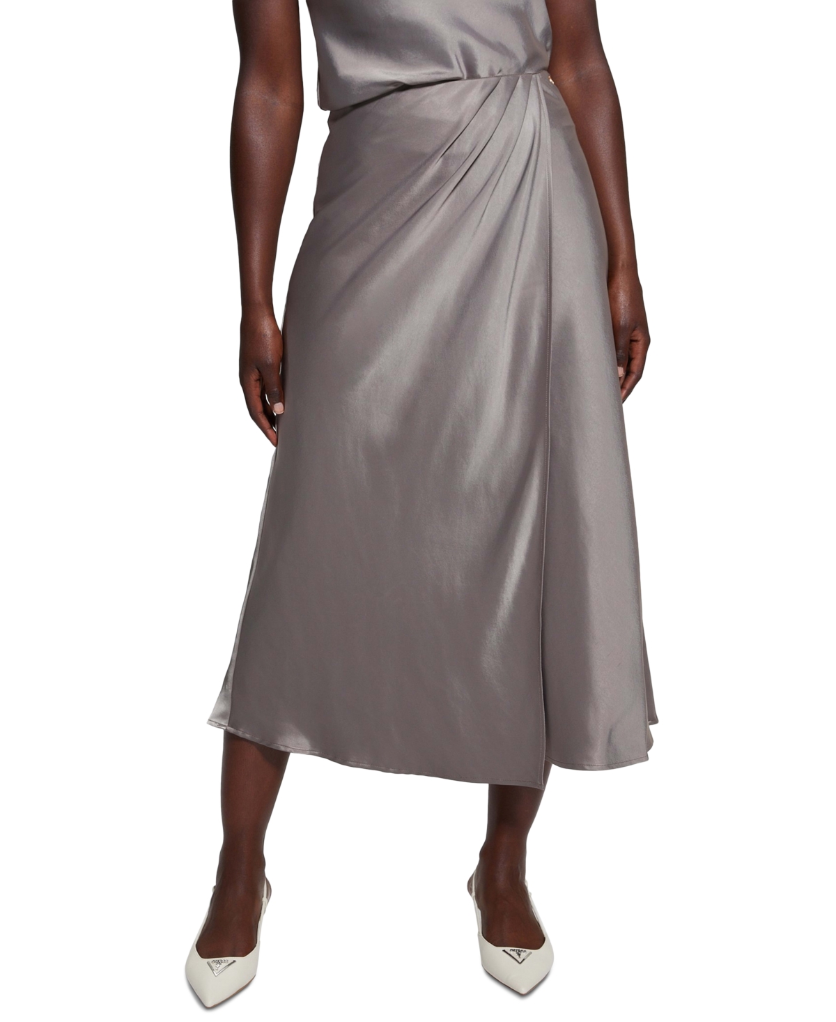 Guess Anastasia Satin Maxi Skirt In Walnut Shell Multi