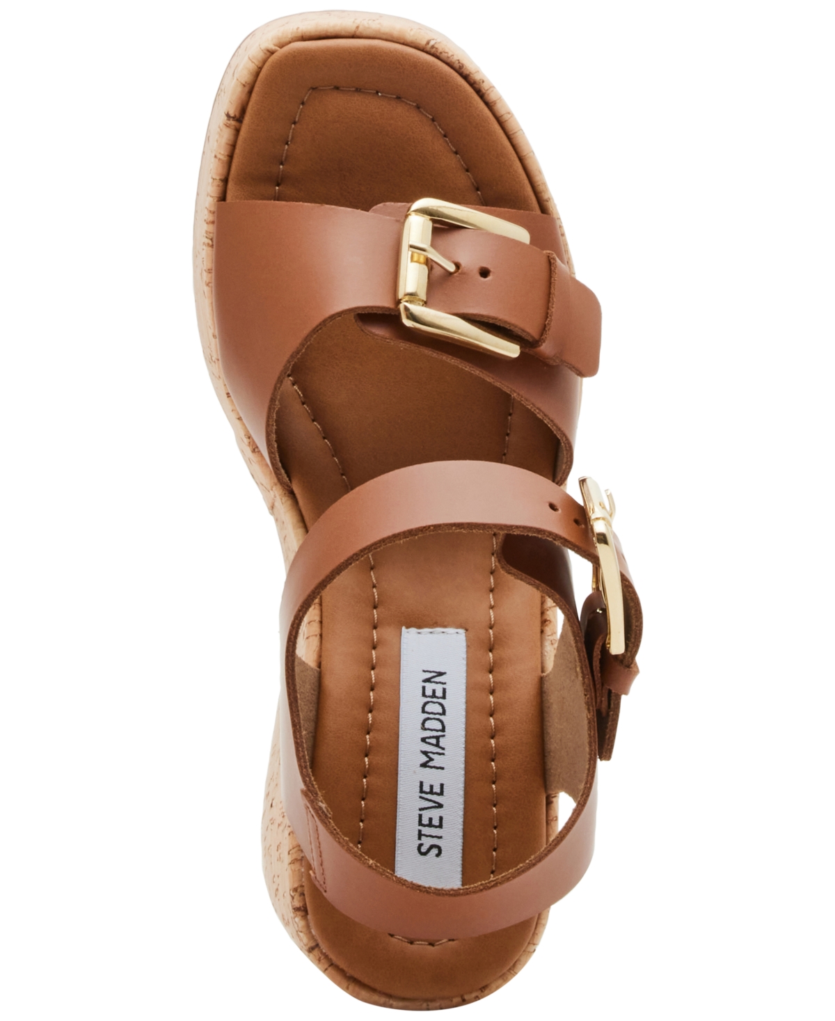 Steve Madden Rive04s1 Womens Buckle Leather Wedge Heels In Coganc Leather
