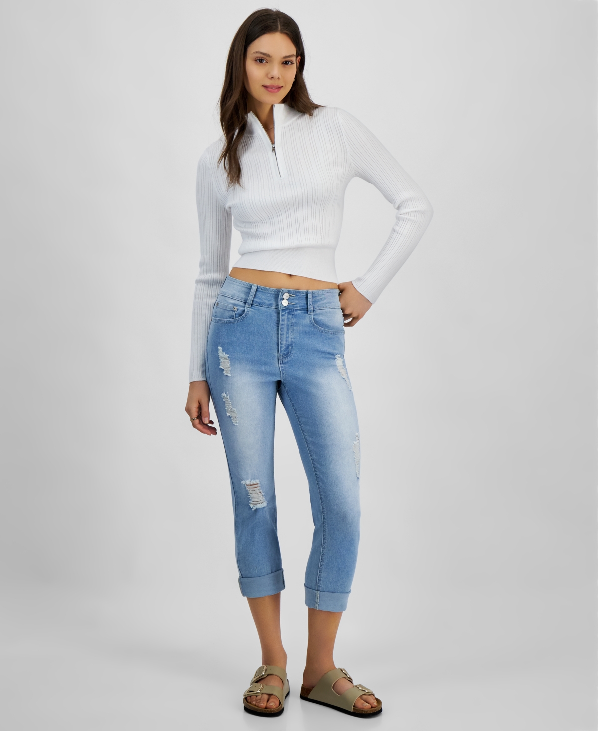 Juniors' Mid-Rise Crop Skinny-Leg Jeans - Magnolia