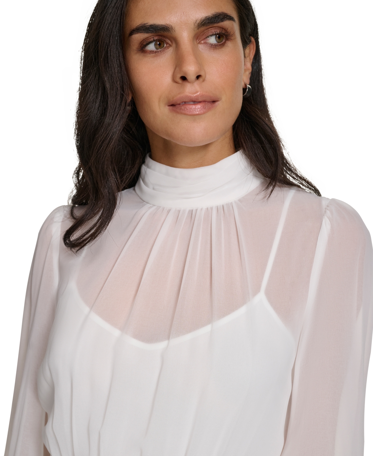 Calvin Klein Women's Mock-Neck Chiffon-Top Straight-Leg Jumpsuit
