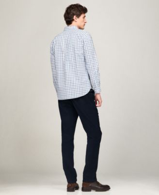 Men's Flex Poplin Tartan Slim-Fit Long-Sleeve Shirt