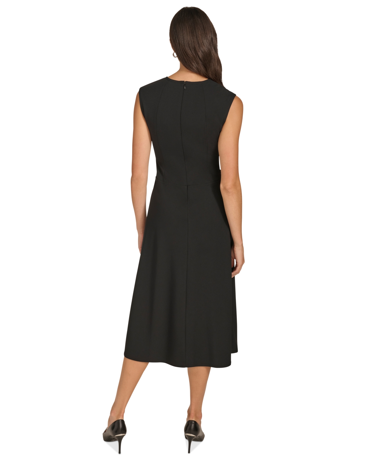 Calvin Klein Women's Colorblocked-Neck A-Line Midi Dress