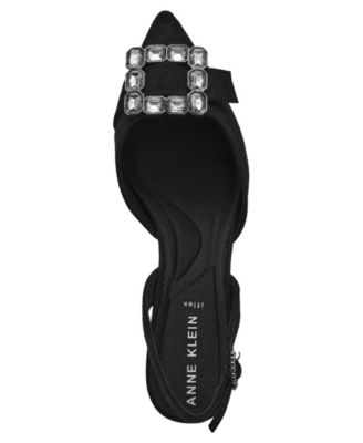 Women's Inez Crystal Ornament Kitten Heel Slingback Pumps