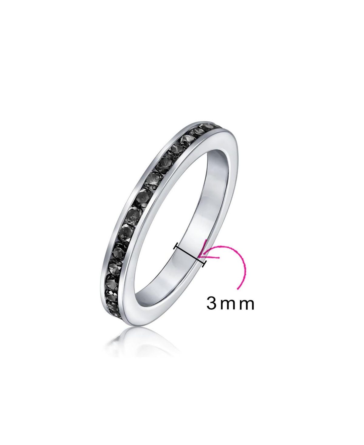 Bling Jewelry Cubic Zirconia Thin Stackable Cz Channel Set Eternity Band Ring Sterling Silver 3MM