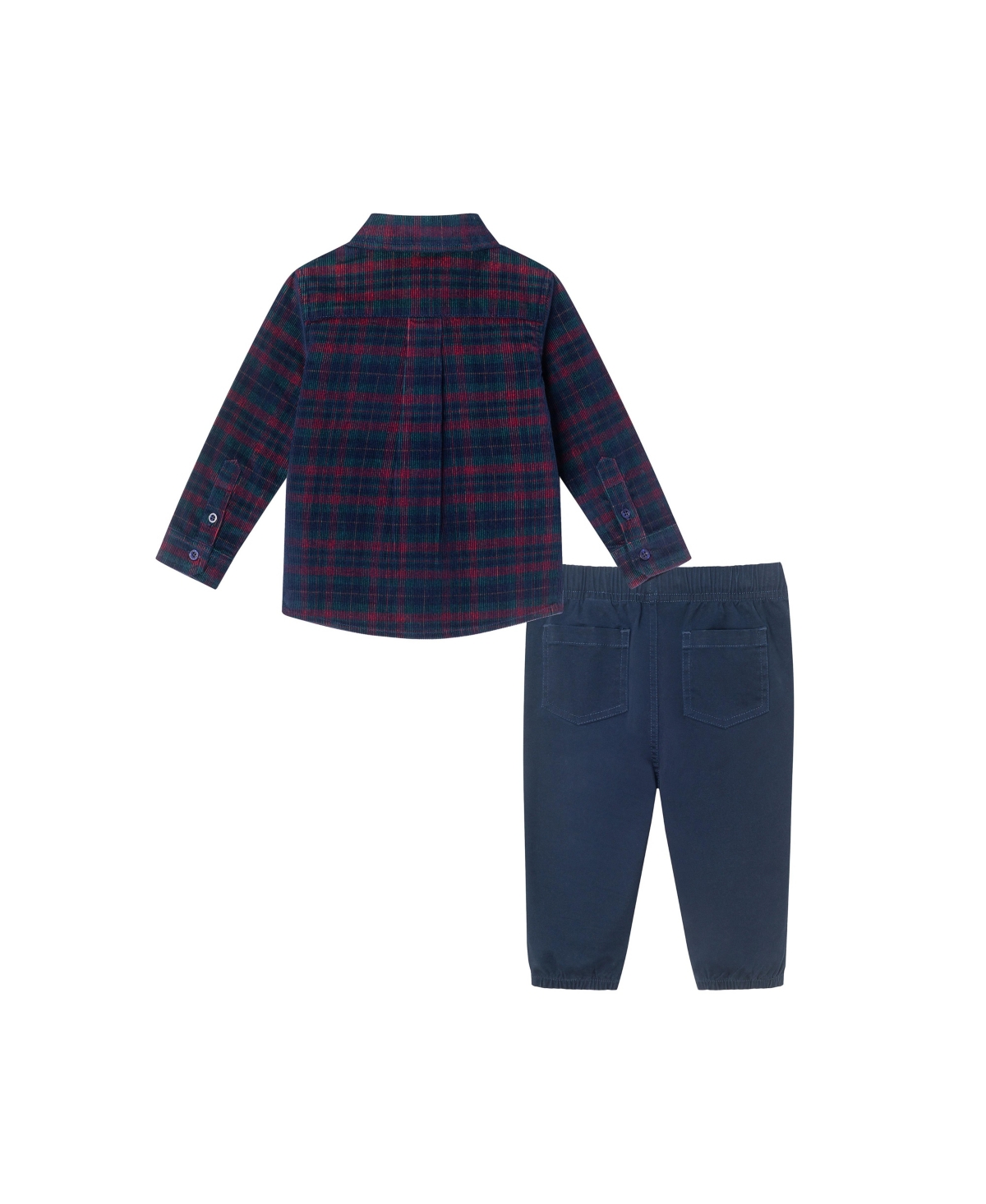 Andy & Evan Baby Boys Plaid Cord Buttondown & Navy Joggers Set
