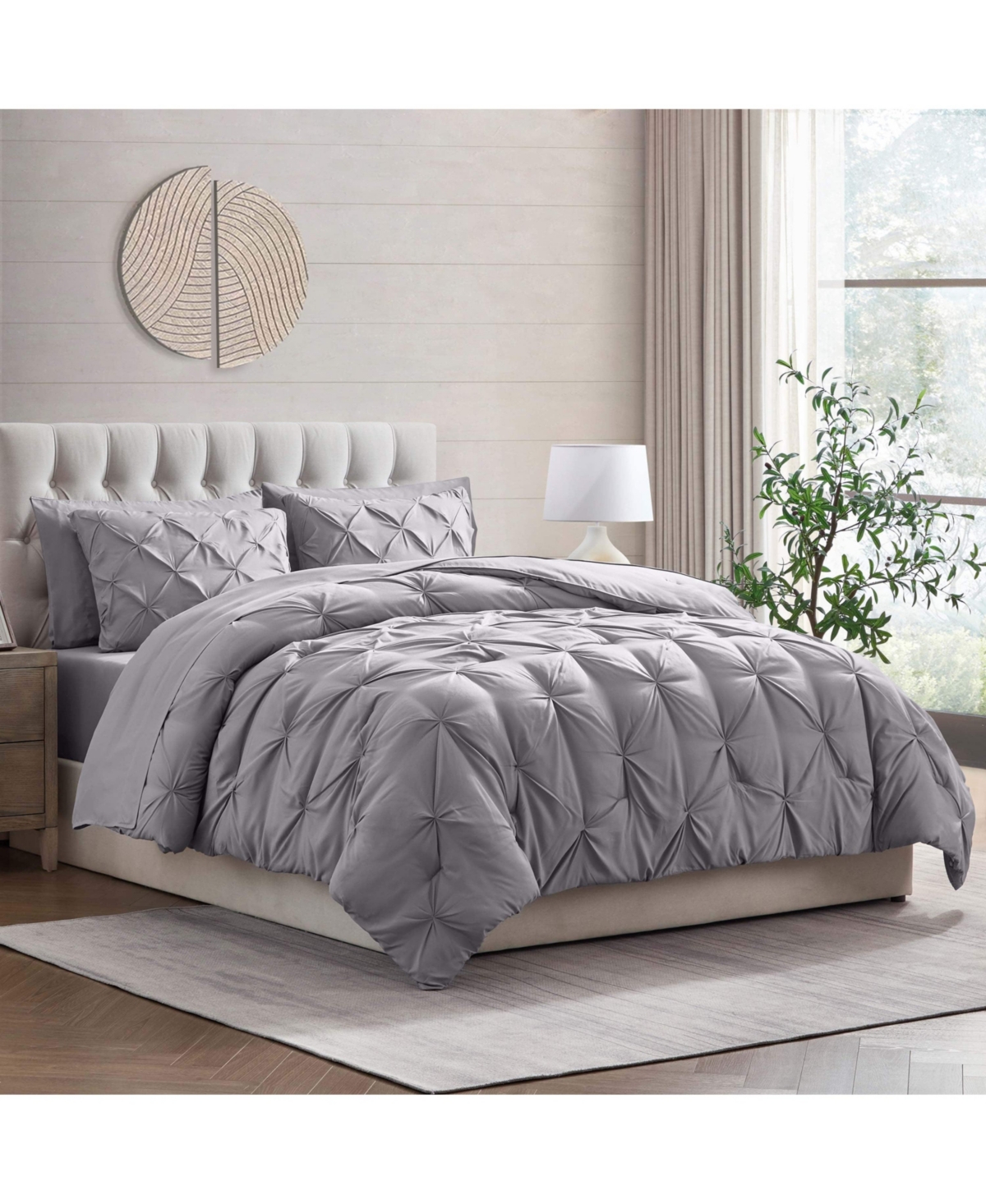 Clara Clark 7 Piece Pinch Pleat Complete Bed in a Bag - - Beige