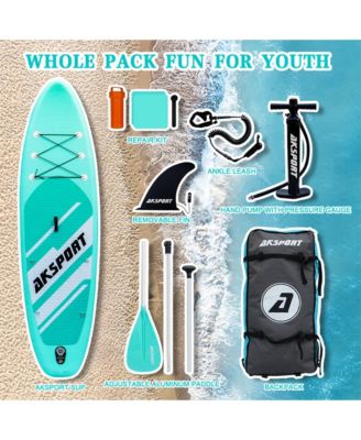 10'6" Inflatable SUP All Around Stand Up Paddle Board Kit, Mint Green