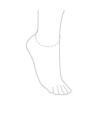 Delicate Sturdy Petite 3MM Round Ball Bead Station Chain Anklet Hot Wife Ankle Bracelet .925 Sterling Silver Made In Italy