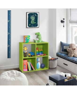 4-Cube Children's Bookcase, Kids Toy Storage Shelf Organizer for Playroom, Bedroom, Nursery School