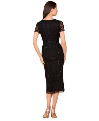 Women's Beaded Midi Dress with Cap Sleeves