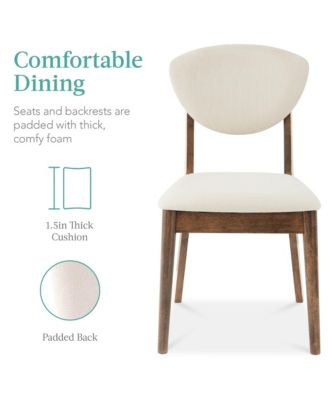 5-Piece Compact Wooden Mid-Century Modern Dining Set w/ 4 Chairs, Padded Seat & Back