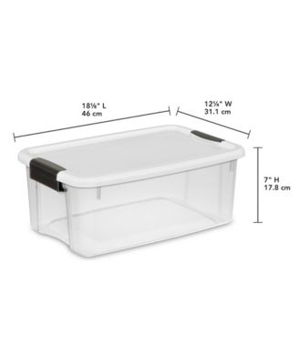 18 Qt Clear Plastic Stackable Storage Bin w/ White Latch Lid, 24 Pack