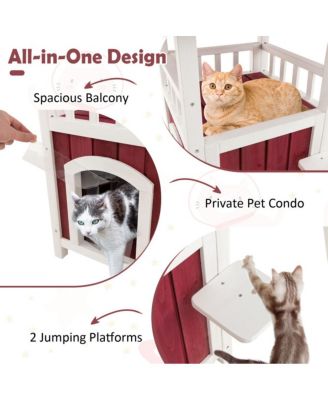 34'' H Wooden Cat House – Spacious and Stylish Pet Shelter