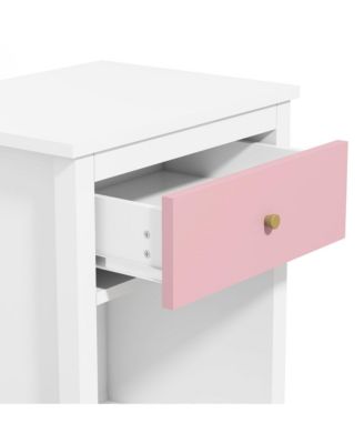 Wooden Nightstand with 1 Drawer and 1 Shelf for Kids and Adults