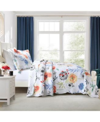 3 Pcs Printed Floral Lightweight Quilt Bedspread Set Queen