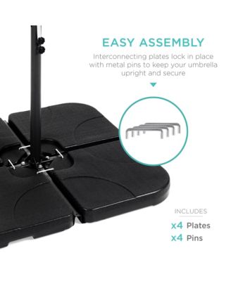 4-Piece Cantilever Offset Patio Umbrella Stand Square Base Plate Set w/ Easy-Fill Spouts